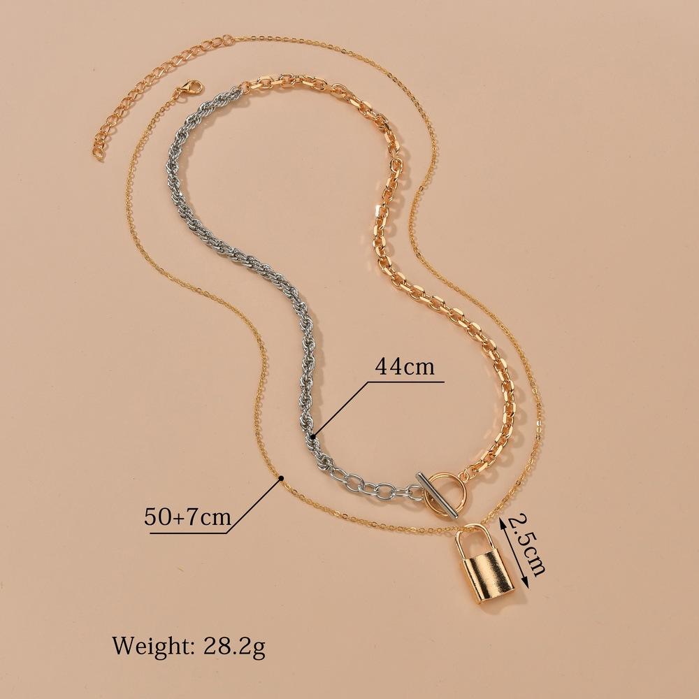Multilayer Necklace Female Retro Simple Alloy Pendant Necklace OT Buckle Double Sweater Chain