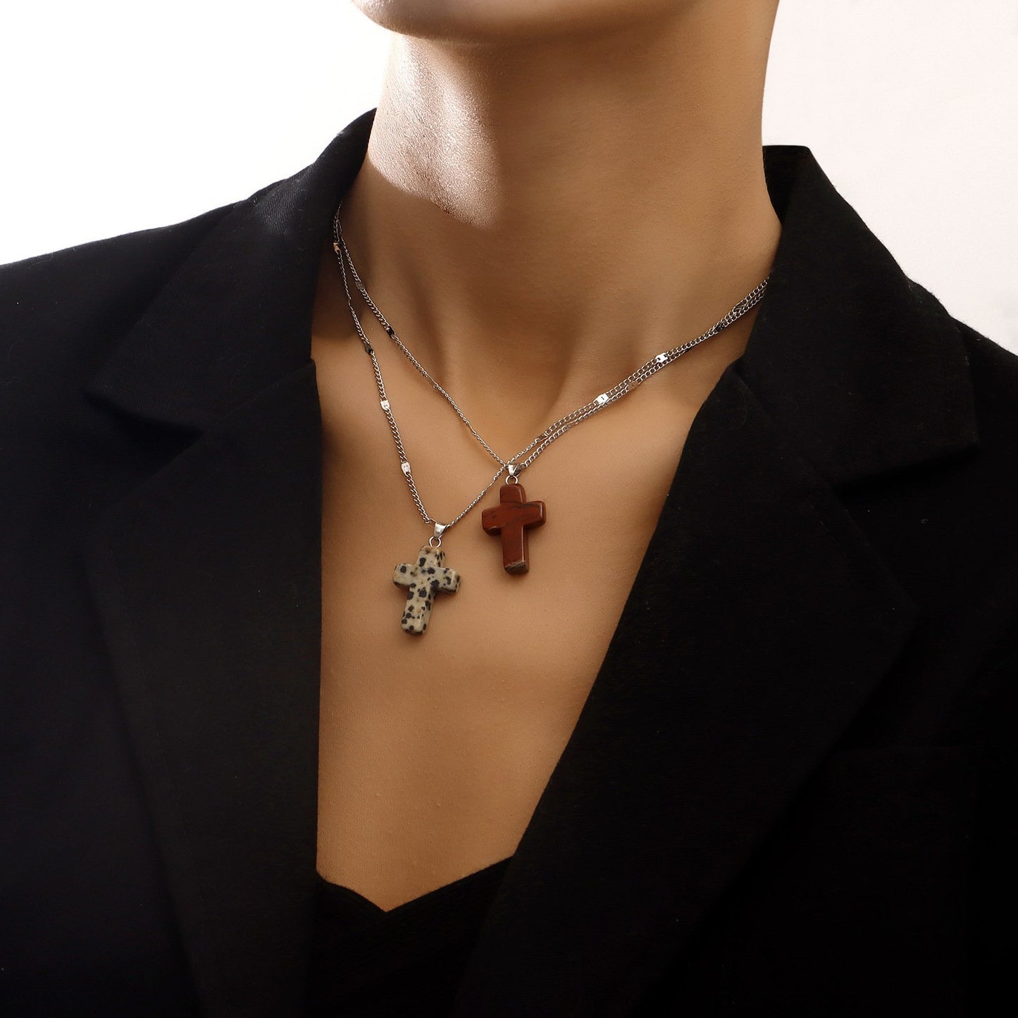 Jewelry simple small hole chain color cross pendant necklace female national trend necklace