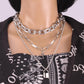 Exaggerated silver cross padlock alloy pendant multi-layer set chain hip-hop dark necklace