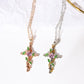 Necklace Creative Leaf Wrapping Cross Pendant Women's Diamond Necklace Accessories