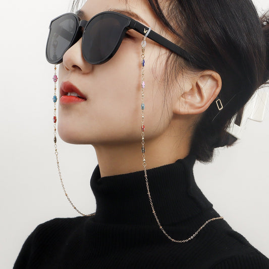Jewelry Fatima's hand mini devil's eye high-end sense glasses chain mask lanyard face chain female