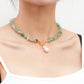 Jewelry Large Shaped Pearl OT Buckle Necklace Female Ins Temperament Simple Emerald Turquoise Necklace