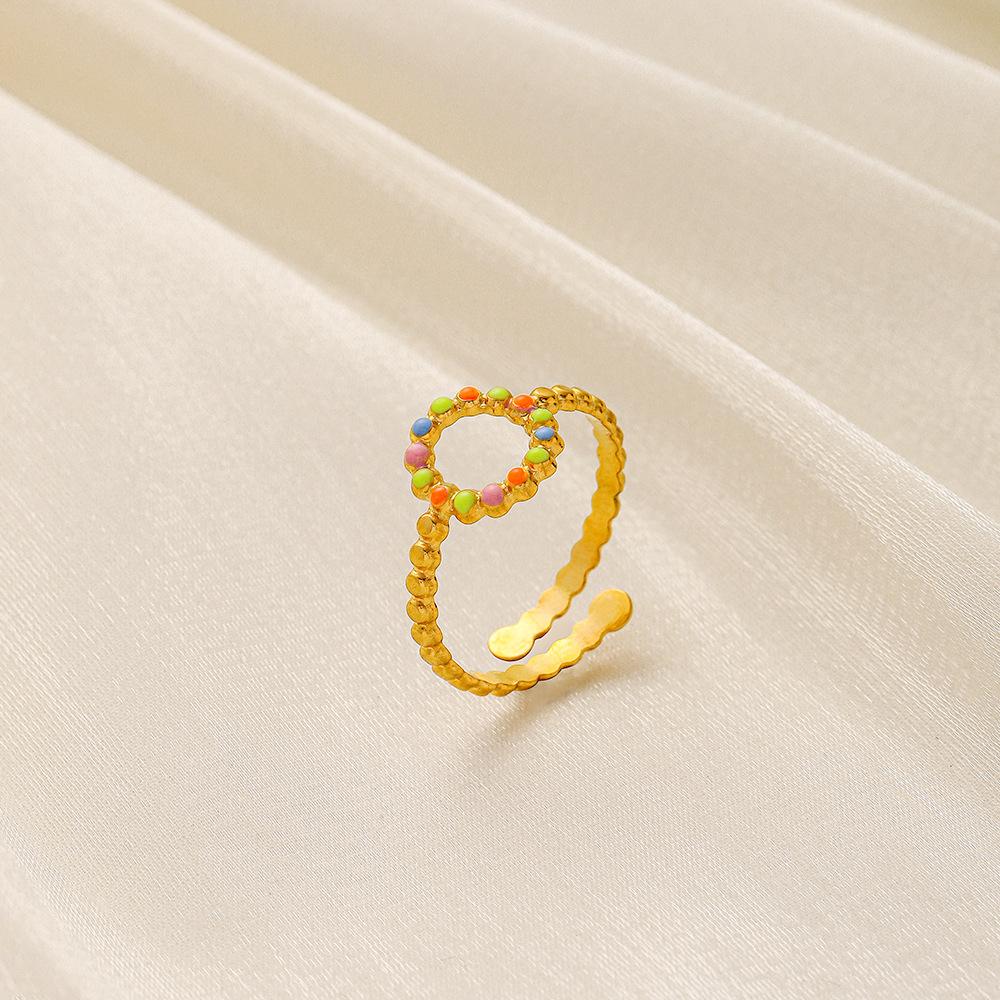 Jewelry ins color painting oil titanium steel circle dot open ring