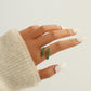 Trendy light luxury niche design stainless steel dripping oil wheat ear leaf open ring