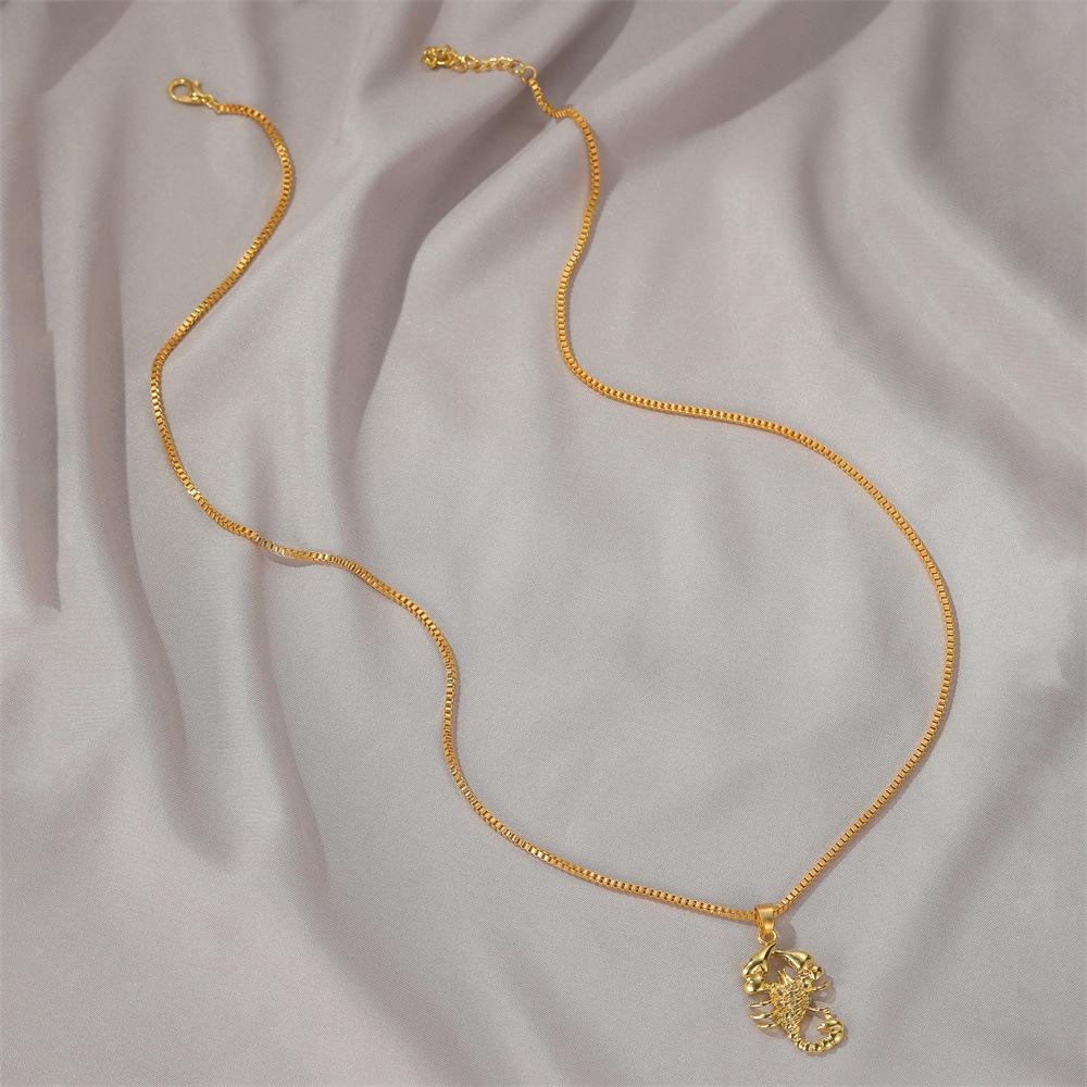 Necklace Hip Hop Retro Hollow Necklace Trendy Personality Imitation Gold Scorpion Pendant Sweater Chain