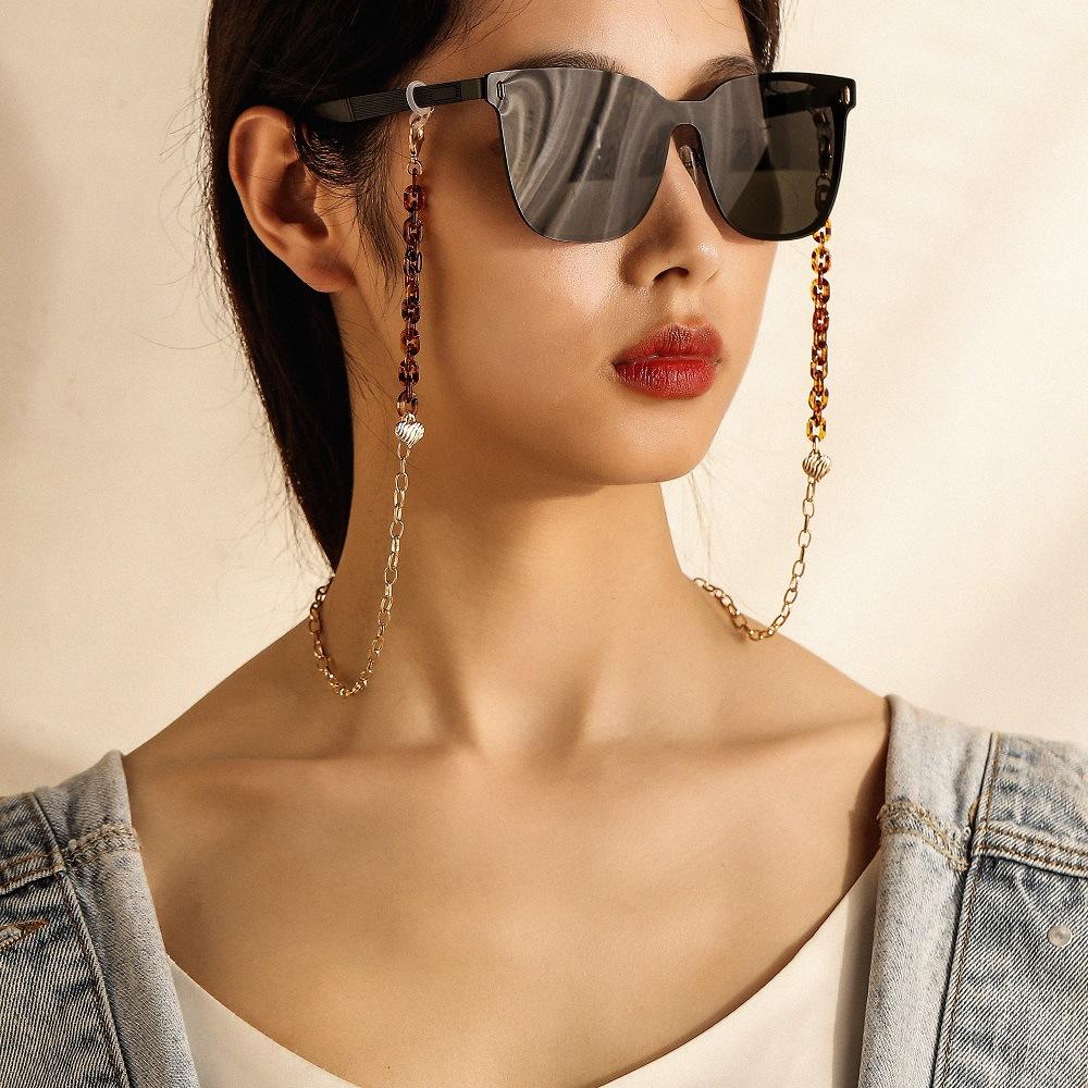 Acrylic Leopard Mask Chain Personality Love Pendant Tortoiseshell Fashion Glasses Chain