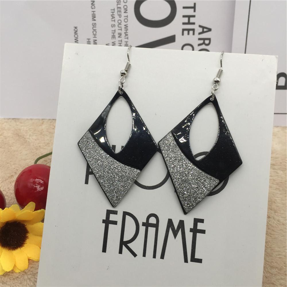 Cutout Rhombus Ladies Evening Dress Off-Shoulder Frosted Earrings