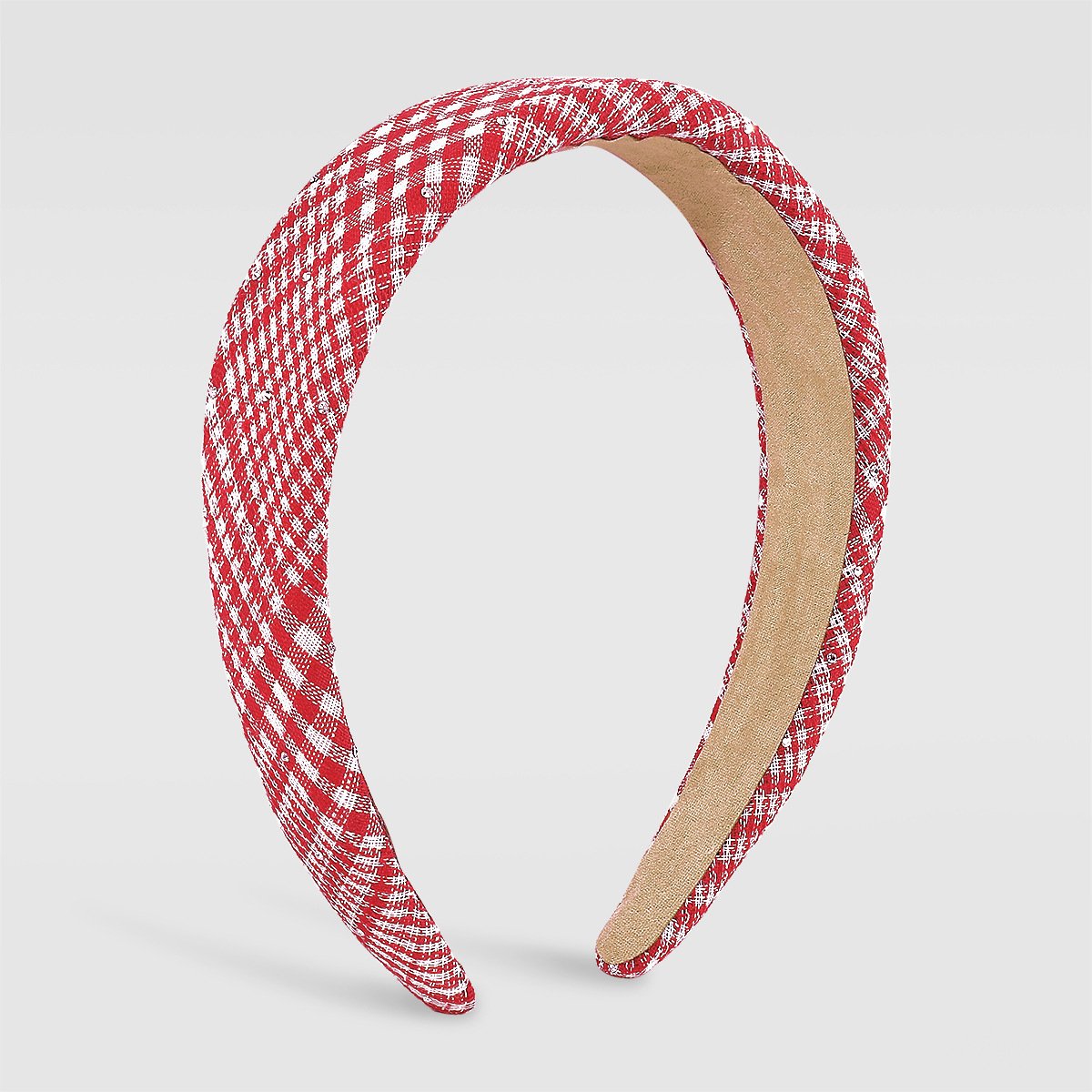 F4249 Retro literary and artistic fashion headband plaid pattern clear wide edge small perfume drill simple headband female