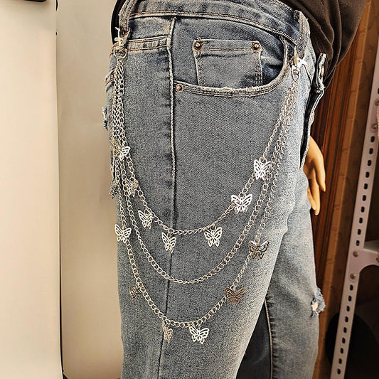 Multi-layer combination butterfly pants chain decoration ins decorative belt pants hanging chain accessories waist chain ins hip hop