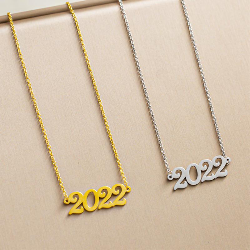 Personalized Fashion Year Necklace Stainless Steel Hollow Number Necklace