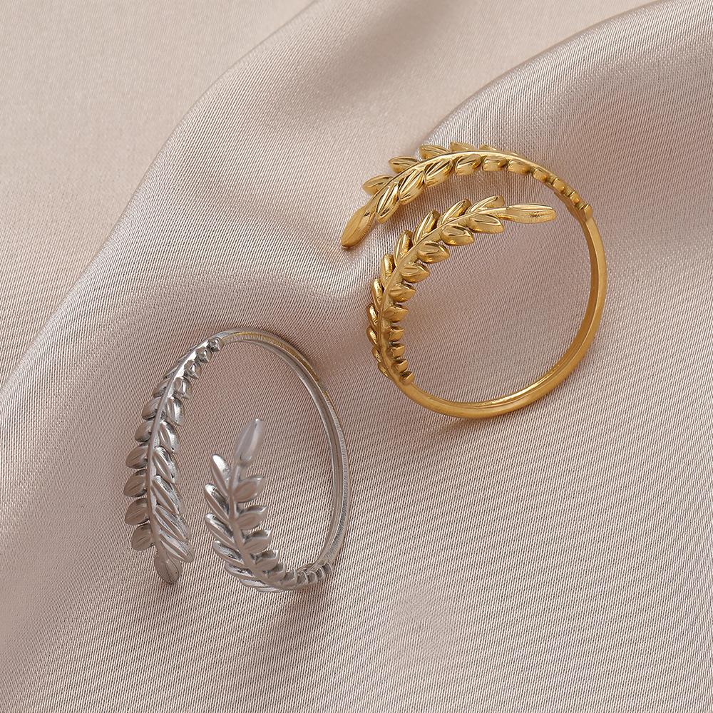 Ins trend personality stainless steel wheat ear adjustable ring fashion simple pastoral beautiful ring female