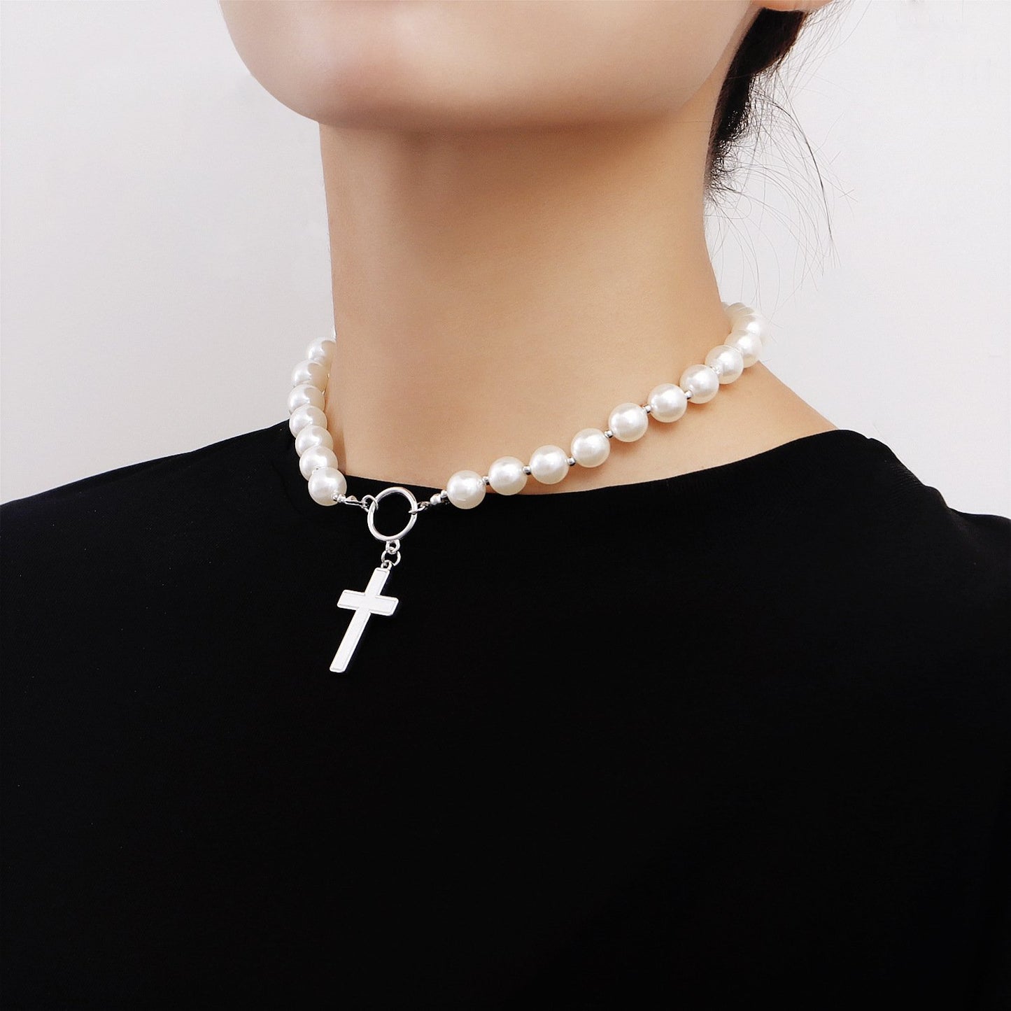 Jewelry mix and match beaded necklace shell beads cross mother of pearl necklace hot girl sweater chain high sense