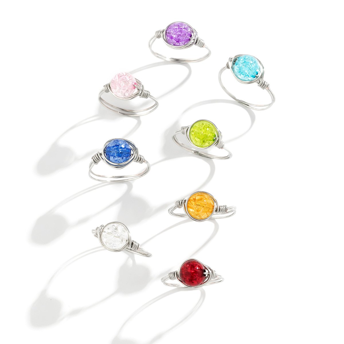 Jewelry Versatile Winding Metal Ring Hand Decoration Personality Simple Color Crack Bead Ring Female