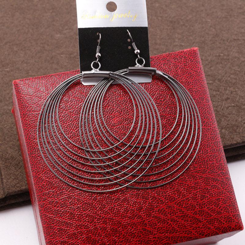 Jewelry exaggerated fashion metal ring buckle multi-layer hoop earrings night trend earrings