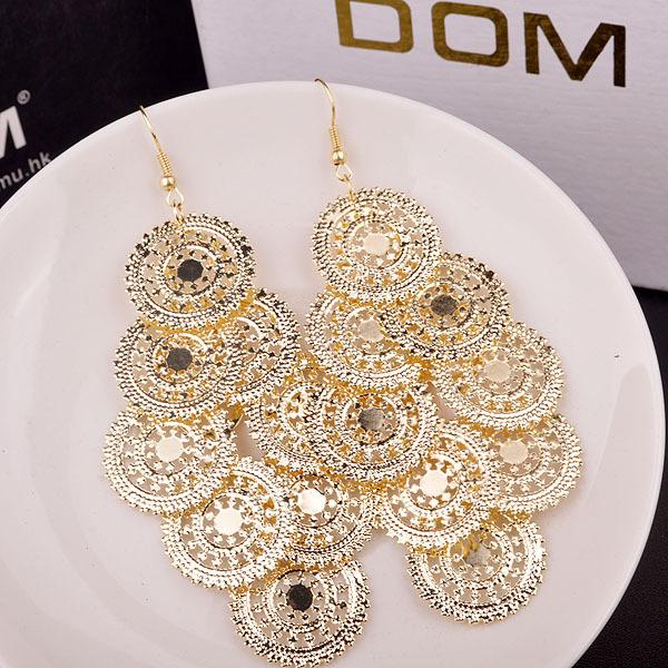 Long Metal Disc Gear Earrings Fashion Metal Sheet Earrings