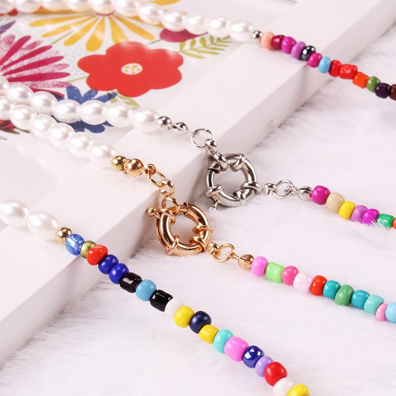 Necklace Women's Asymmetrical Beach Explosion Color Beads Imitation Pearl Trend Fashion Necklace