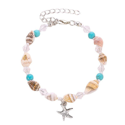 Bohemian Fashion Starfish Bracelet Natural Stone Conch Beaded Shell Anklet Ocean Beach Collection Jewelry