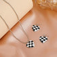 Drip oil black and white checkerboard love pendant necklace ins net red retro peach heart earrings personality accessories female