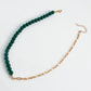 Jewelry simple stitching half round green agate beaded necklace female creative trend personality necklace