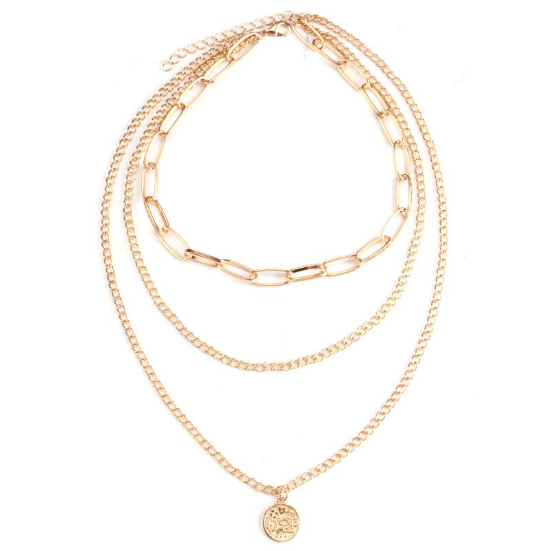 Fashion autumn and winter sweater sweater chain hip-hop ins copper coin decoration multi-layer necklace for men and women