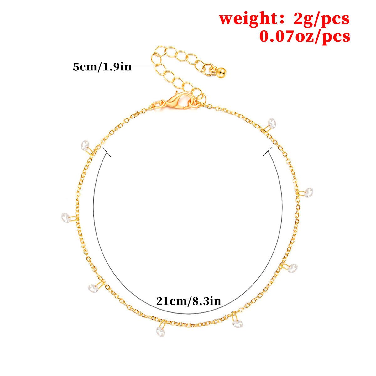 Jewelry Simple Metal Chain Beach Anklet Female Bohemian Fashion Rhinestone Foot Jewelry