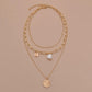 Fashion Simple Alloy Shaped Pearl Pendant Necklace Multilayer Chain Necklace Accessories