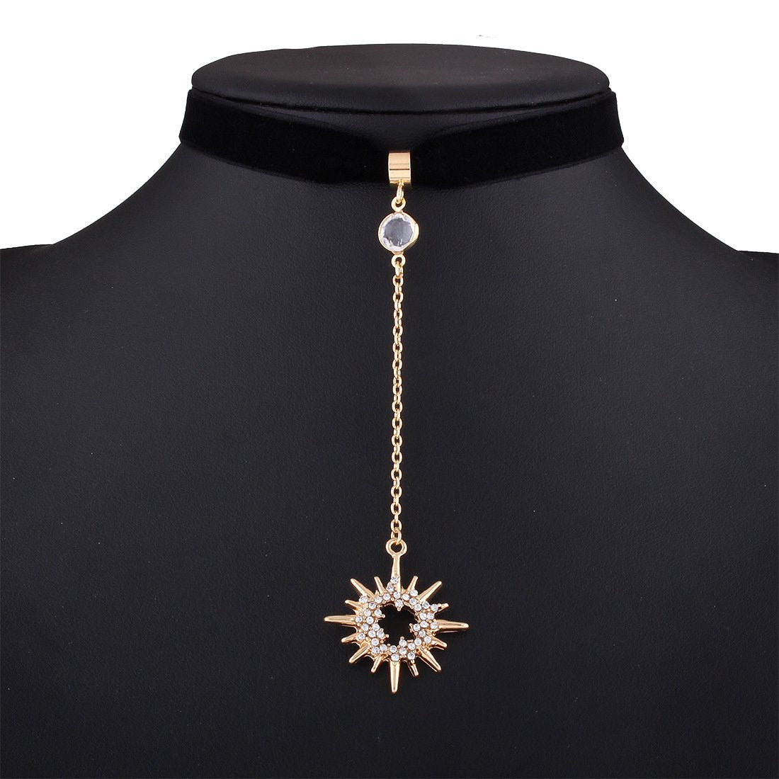 N535 Street Shot Fashion Diamond Exaggerated Necklace Choker Personality Sun Moon Necklace Necklace