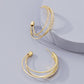 E1283 Geometric C-shaped Earrings Micro-inlaid Temperament Fashion Earrings Versatile Exaggerated Retro Ear Pins Female