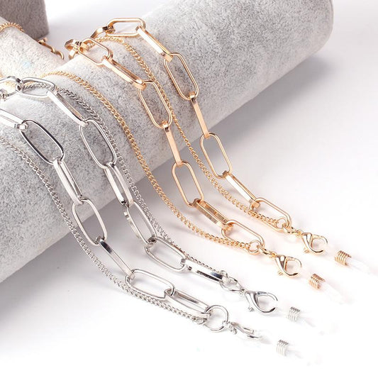 Hip-hop trend long hanging neck double-layer chain temperament street shooting glasses chain simple metal accessories