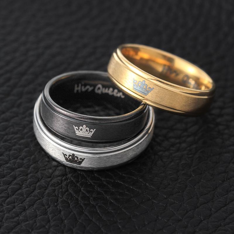 Fashion stainless steel ring herKinghisQueen king and queen couple ring jewelry