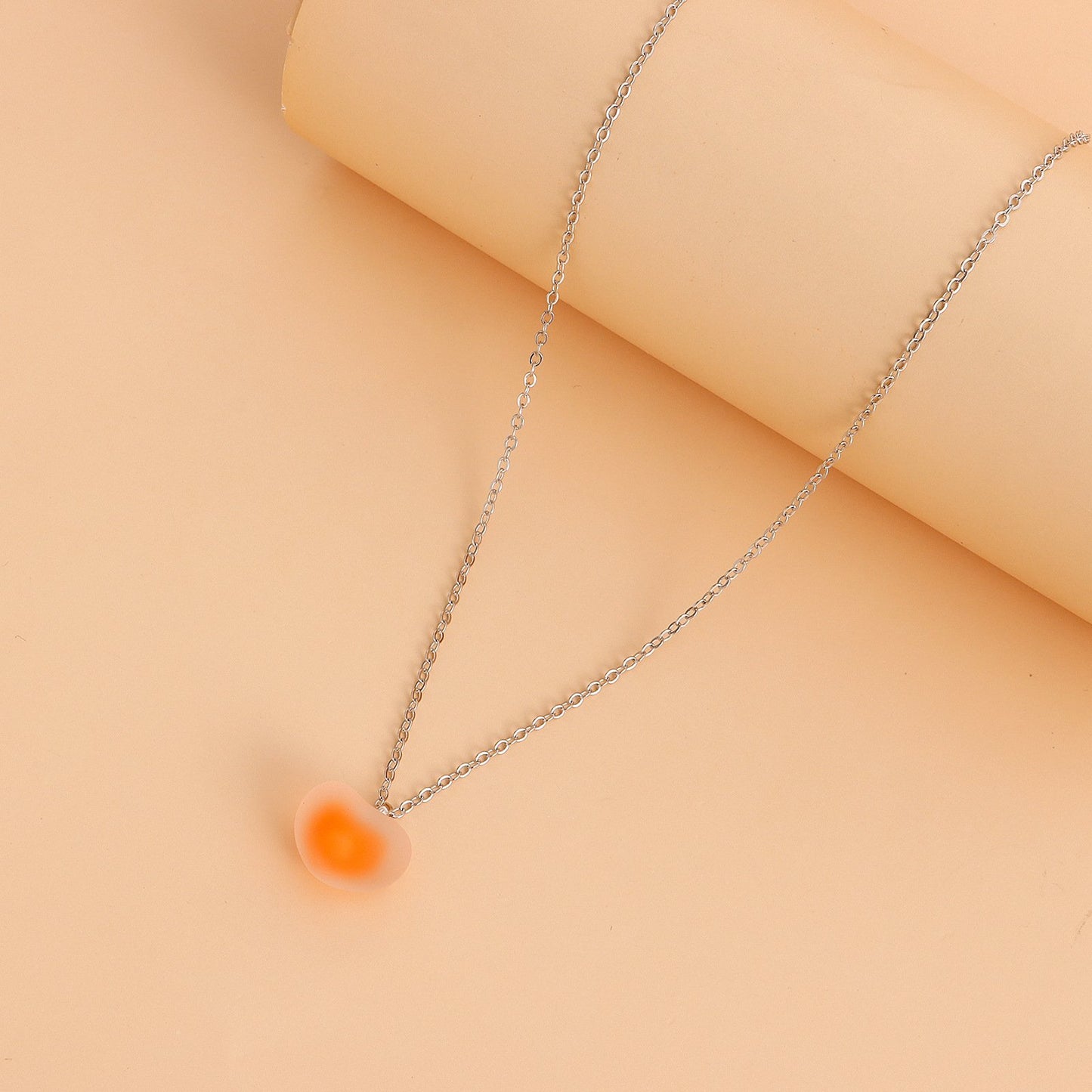 Jewelry Simple Acrylic Color Frosted Love Ball Pendant Necklace Female Cute Fresh Necklace