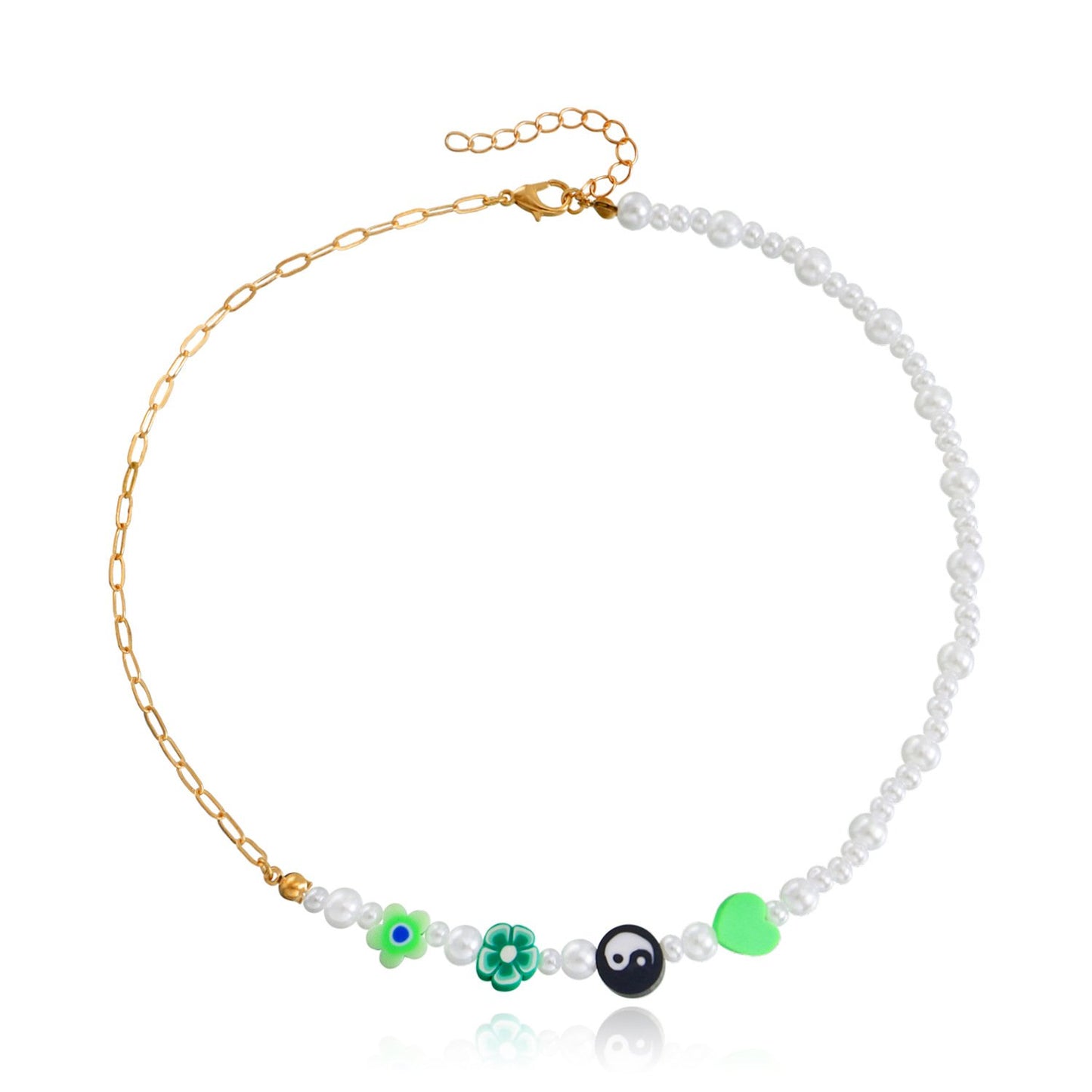 Jewelry Bohemian imitation pearl soft pottery multi-element beaded necklace baby bead necklace hot girl