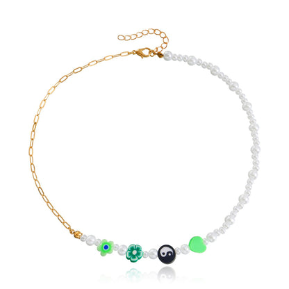 Jewelry Bohemian imitation pearl soft pottery multi-element beaded necklace baby bead necklace hot girl