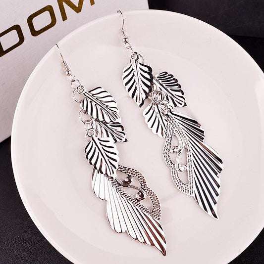 Leaf Wings Metal Earrings Versatile Ladies Earrings Direct Supply