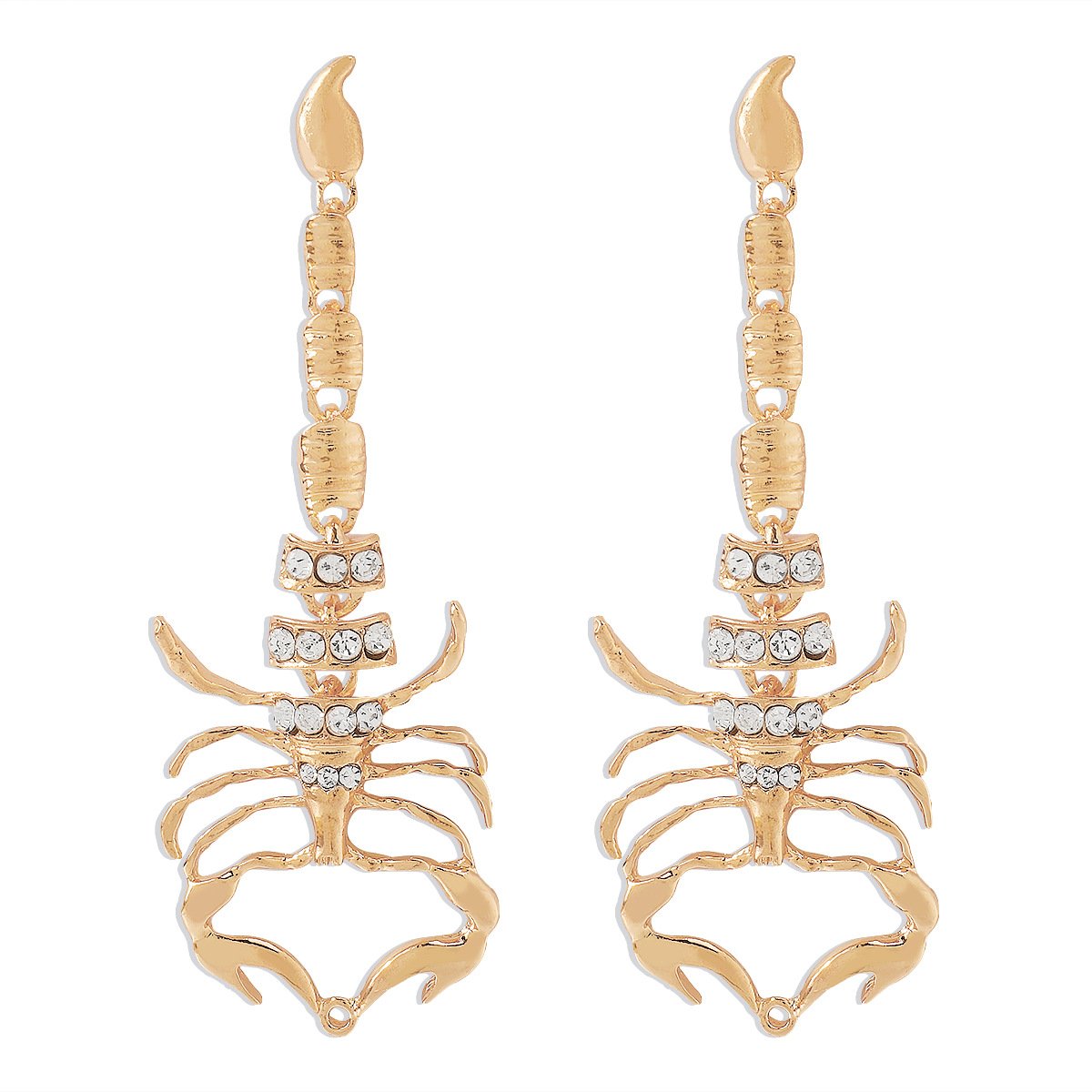 E1824 Exaggerated Dark Geometric Micro-Inlaid Earrings Gothic Creative Scorpion Rhinestone Long Earrings