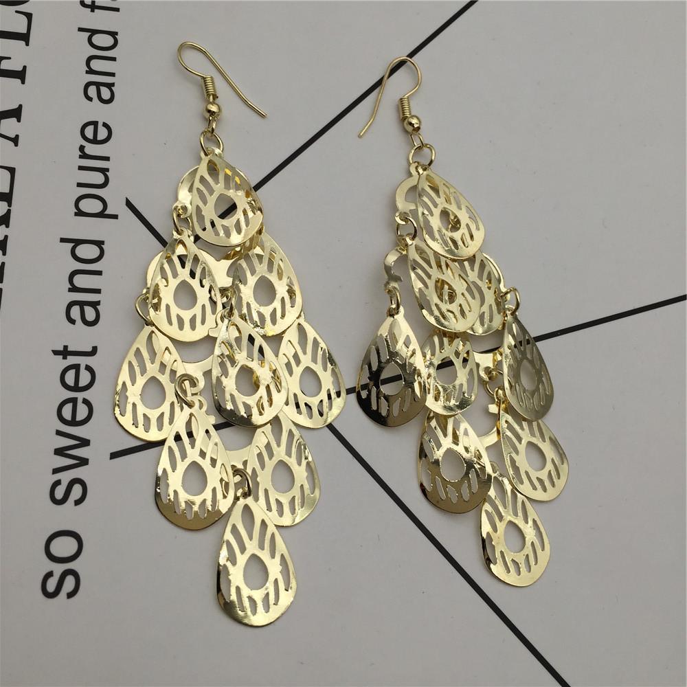 Hollow-out water drop earrings Yunnan minority earrings long earrings