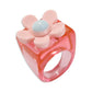 R579 Simple Ring Candy Color Flower Girl Heart Ring Resin Transparent Contrasting Color Geometric Jewelry