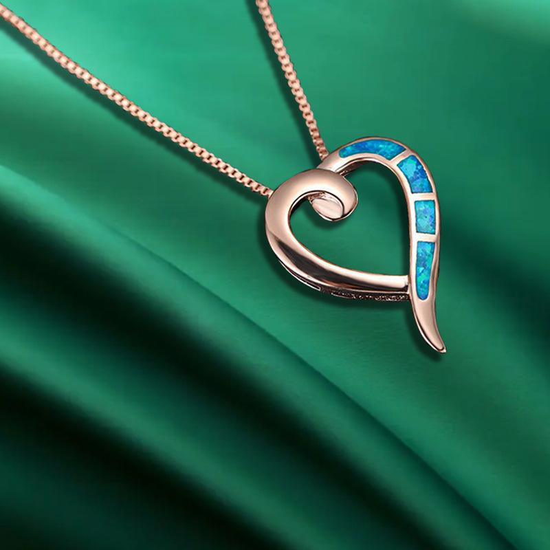 International Station Fashion Ins Opal Simple Love Pendant Necklace Female Head Jewelry