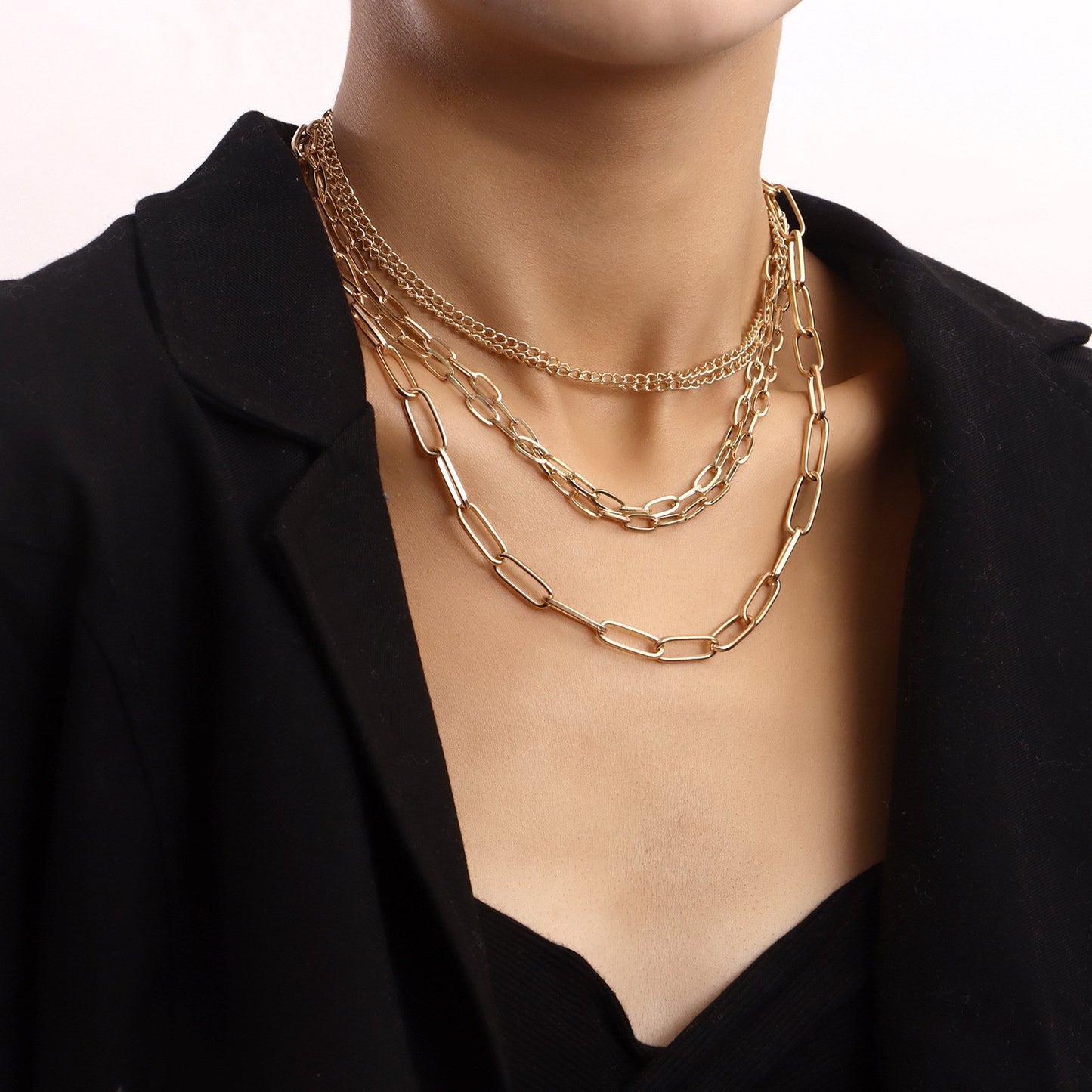 Jewelry Retro Multi-layer Paper Clip Bamboo Clavicle Chain Necklace Female Trend Female Necklace