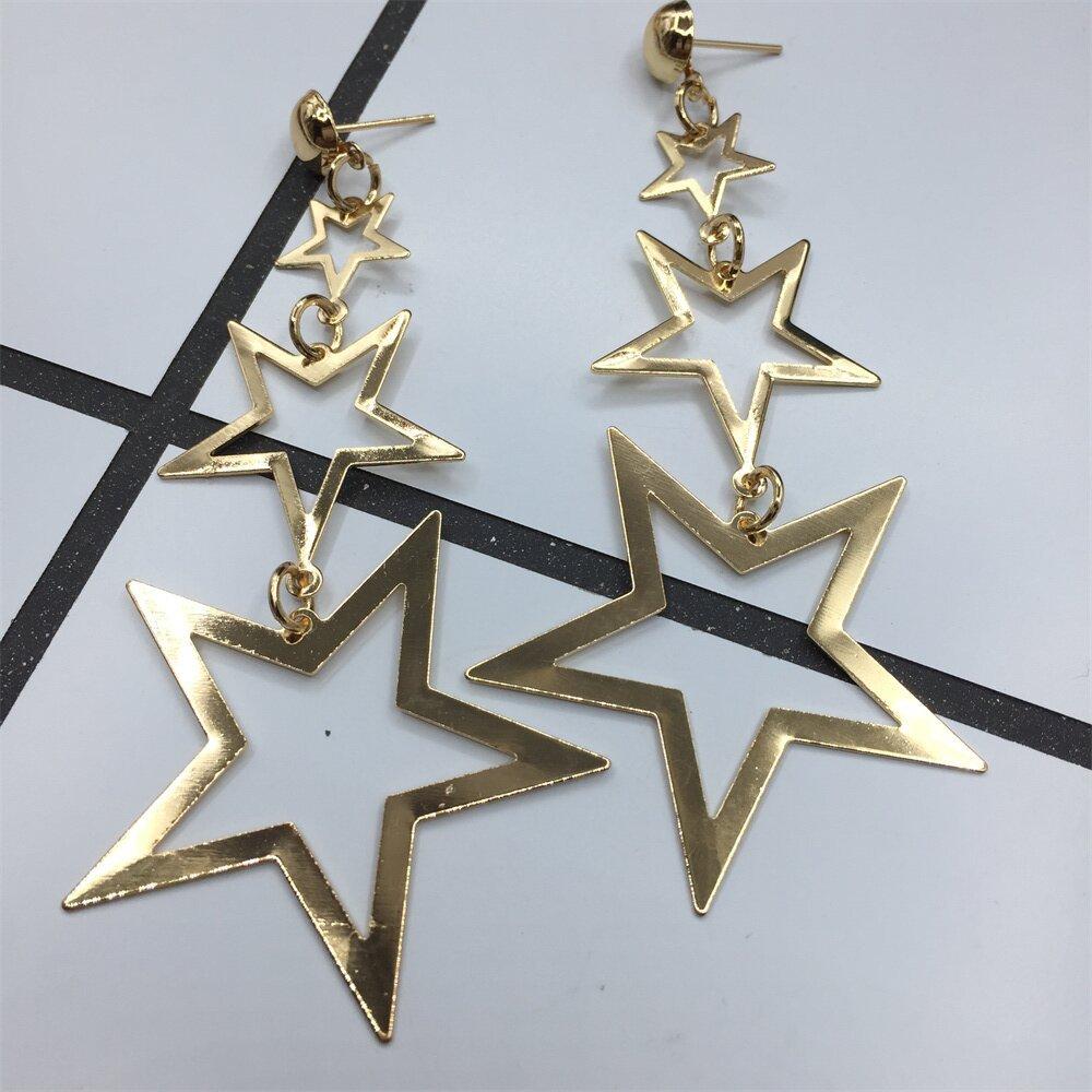 Three-Piece Pentagram Star Stud Earrings Indian Earrings Ornaments