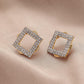 All-match square full diamond earrings fashion rhombus temperament simple and exquisite sparkling diamond ladies earrings