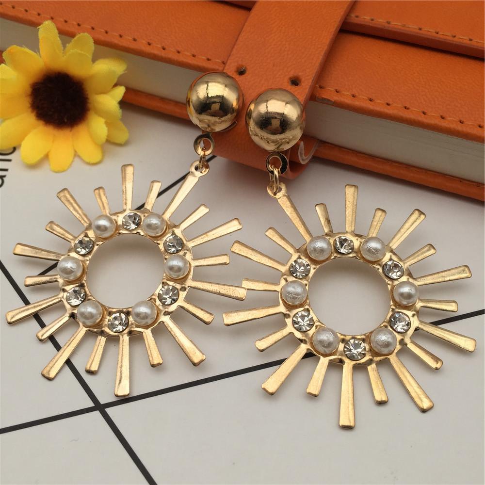 Sunflower Earrings Horse Eye Earrings Diamond Pearl Earrings Female Earrings