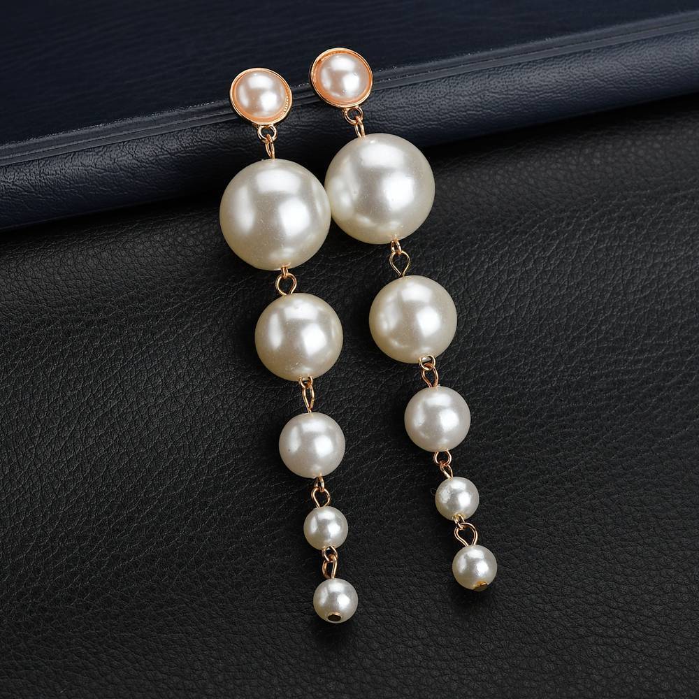 Long Imitation Pearl Pendant Fashion Personality Trendy Female Stud Earrings