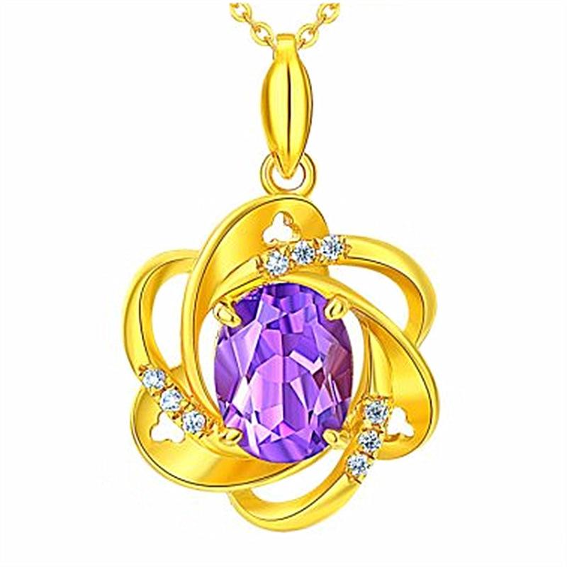 Explosive Jewelry Fashion Amethyst Pendant Necklace Women's Niche Design Clavicle Chain Jewelry