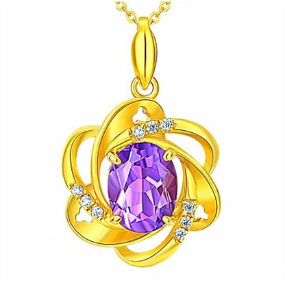 Explosive Jewelry Fashion Amethyst Pendant Necklace Women's Niche Design Clavicle Chain Jewelry