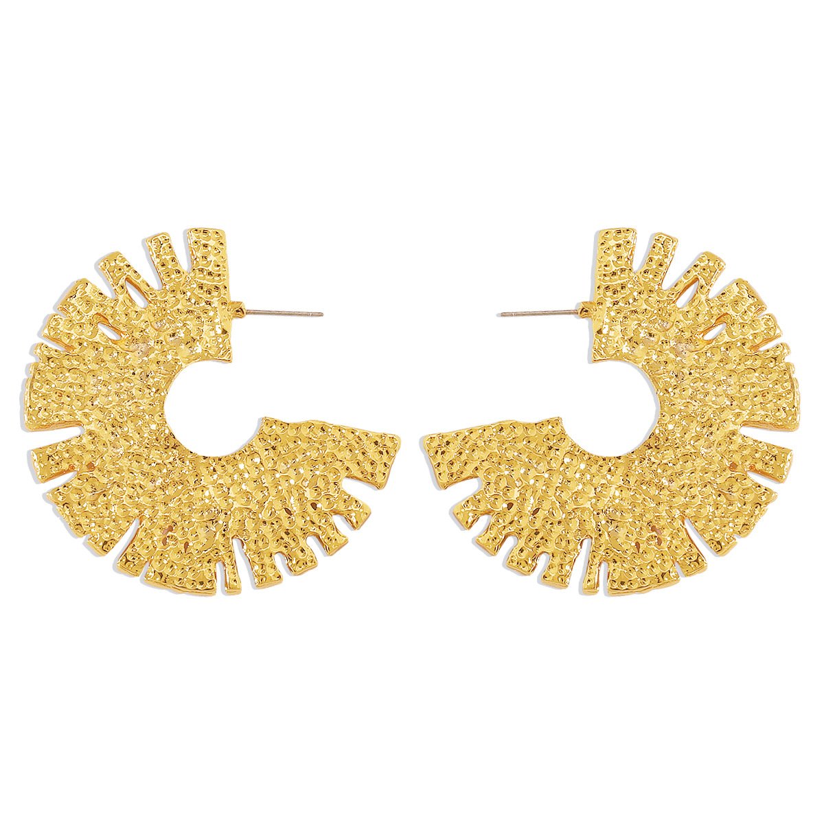 E194 Exaggerated metal C-shaped earrings ZA personality geometric heavy texture retro simple earrings