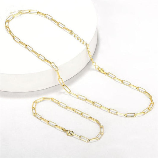 Simple thick chain necklace female ins cold net red popular short rectangular hip-hop necklace bracelet