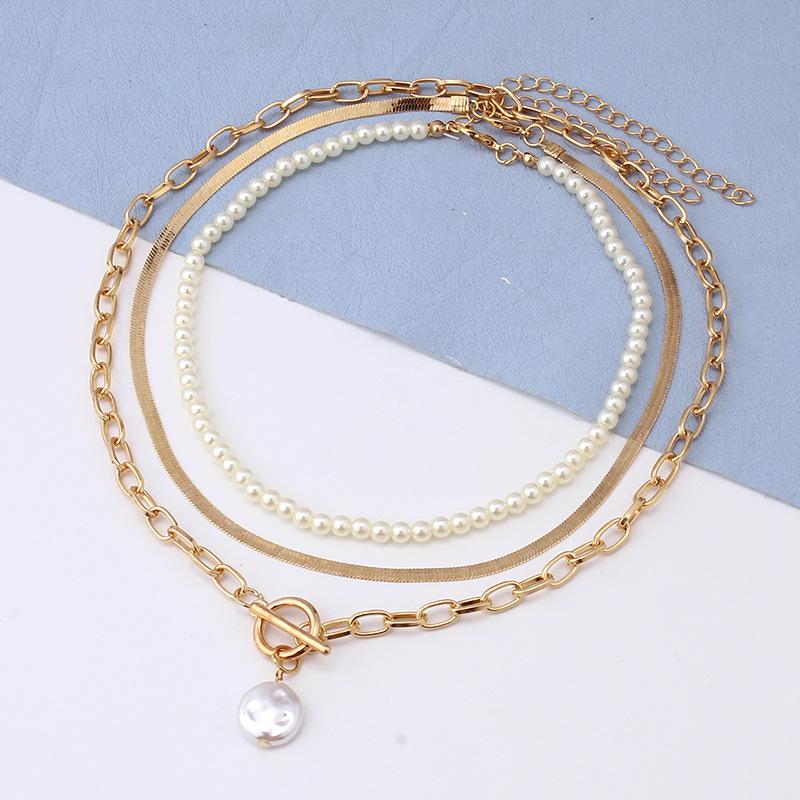 Jewelry Retro Multi-layer Beaded Chain Fragrance Necklace Simple and Versatile Imitation Pearl Trend Necklace