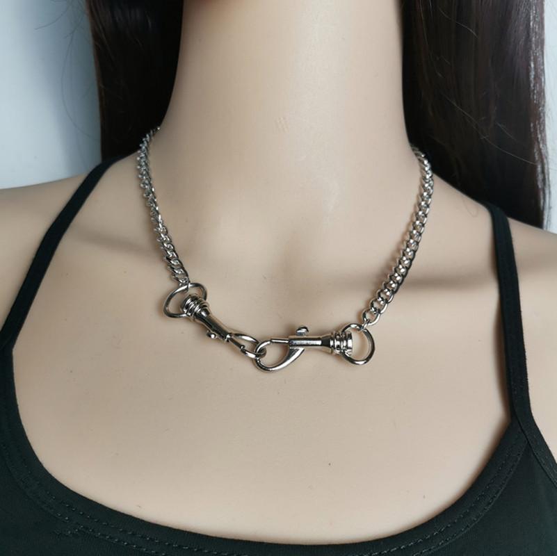 Jewelry Punk Metal Texture Double Key Chain Necklace Hip-Hop Trend Chain Men's and Women's Necklace