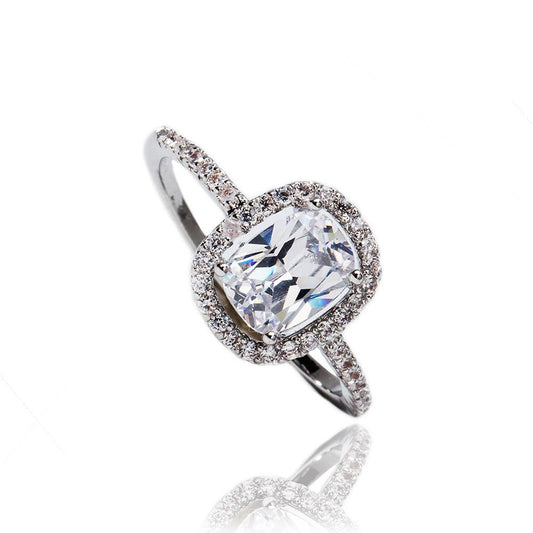 Copper Inlaid Zircon Alloy Ring Ladies Fashion Diamond Ring